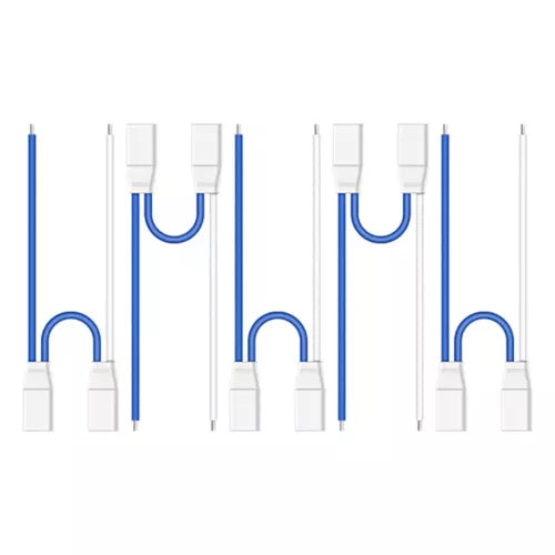 Battery cable set with blue U-shaped leads and white connectors