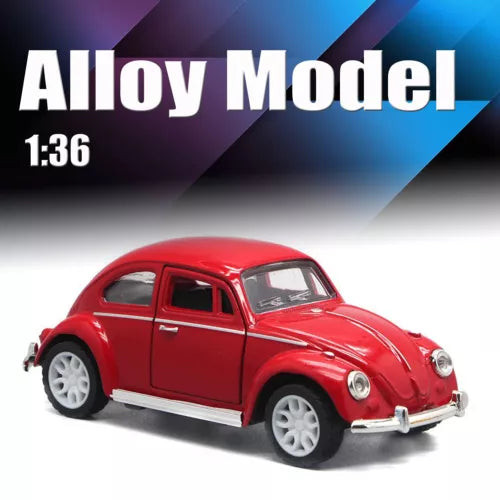 Red 1:36 Volkswagen Beetle diecast toy car with pull-back action