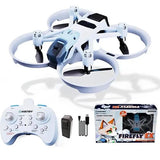 Mini quadcopter drone kit with white controller, four propellers, and Firefly EX box