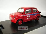 Red diecast vintage Fiat Abarth 750 car model with blue stripe and number 26