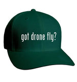 Adult baseball cap, dark green with 'got drone fly?' front text