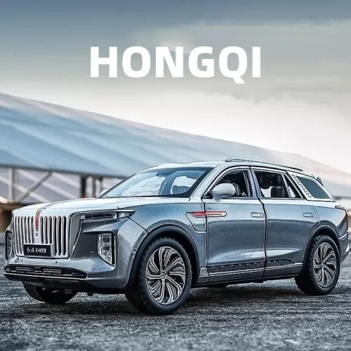 HONGQI 1:24 diecast SUV model car, blue alloy with chrome grille and headlights