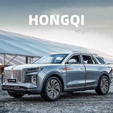 HONGQI 1:24 diecast SUV model car, blue alloy with chrome grille and headlights
