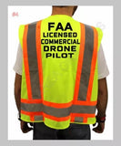 LICENSED COMMERCIAL DRONE PILOT SAFETY VEST HI-VISIBILITY REFLECTIVE #4 Drone