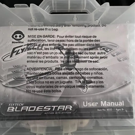 Drone user manual booklet showing Bladestar logo and User Manual title
