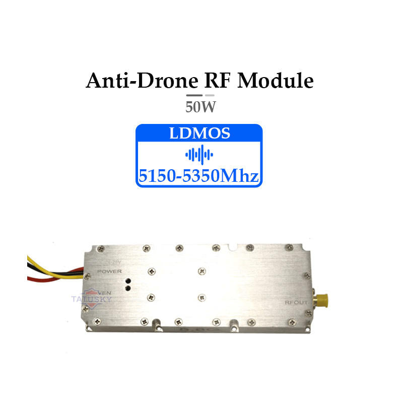 RF anti-drone amplifier module with metal case, LDMOS 50W, 5150-5350MHz ports