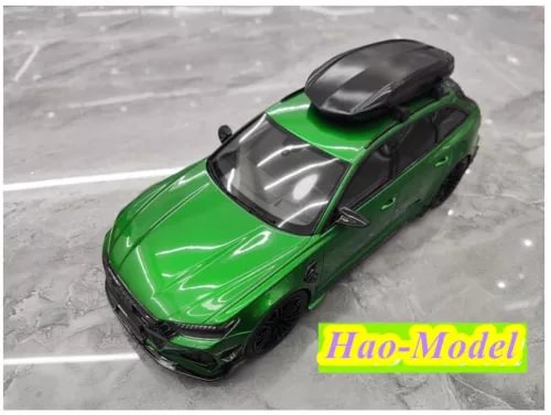 1:18 scale model car, green sports car with black roof and detailed headlights