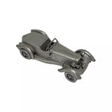 Pewter diecast model car in gray with open details, 1937 Lagonda Rapide, 1:43