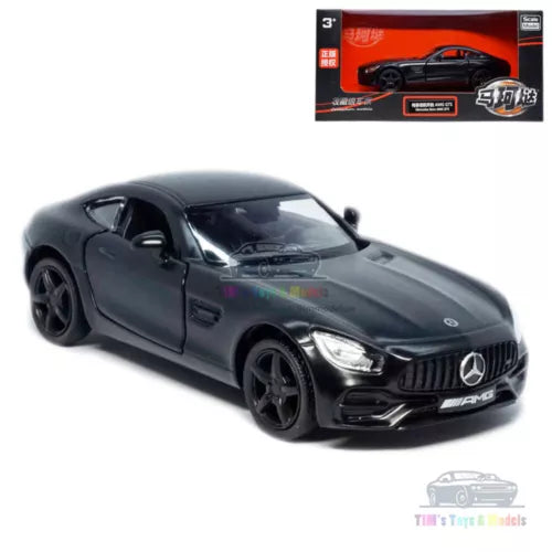 Black Mercedes AMG GTS diecast model car with front grille and headlights