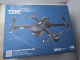 Foldable phone-controlled drone box with GPS and 4K branding illustration