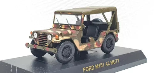 Camo military jeep truck diecast model with open doors, Ford M151 A2 Mutt