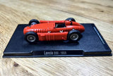 Lancia D50 1955 diecast model car, red body with blue wheel hubs and tires
