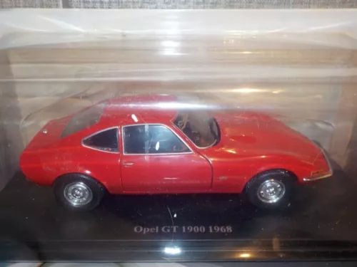 Red Opel GT 1900 1968 diecast model car in clear display box