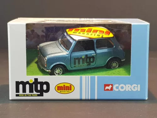 MITP mini diecast model car, teal-blue with black hood, CORGI packaging