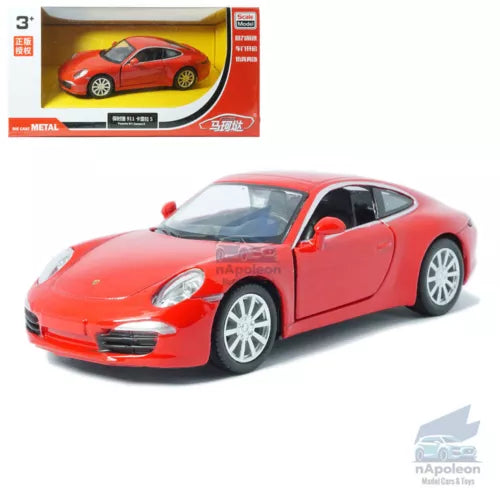 Red 1:36 scale diecast sports car model with silver wheels
