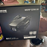 Obstacle-avoidance drone retail box with drone illustration and MSRP $299.99