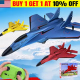 Remote control airplane glider toy set with blue and red model planes and green controller