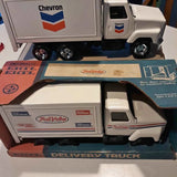 Diecast delivery truck with white cab and blue True Value graphics in box