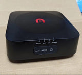 Drone control station base with indicator logo, status buttons, and power port
