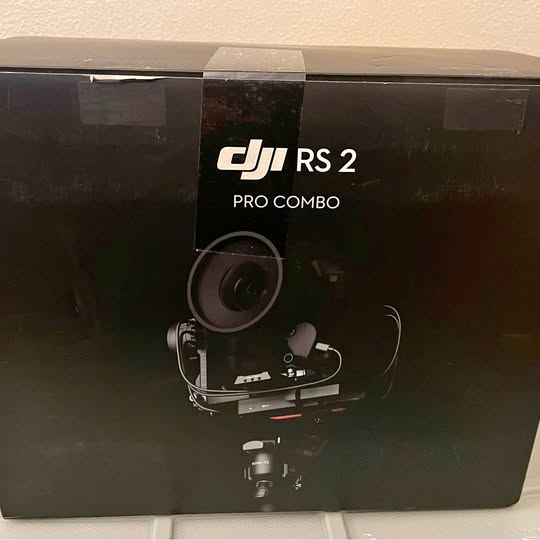 DJI RS 2 Pro Combo gimbal in retail box, front panel with DJI logo