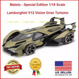 Maisto 1/18 die-cast model car, green and black supercar with front and side view