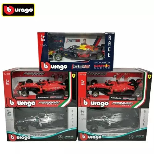 Bburago diecast F1 car model set, red race cars in retail boxes
