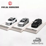 1:64 diecast model car toy set with three sporty cars on display bases