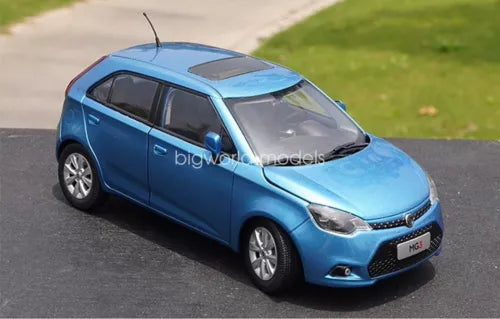 Blue 1/20 scale diecast car model with front-left three-quarter view