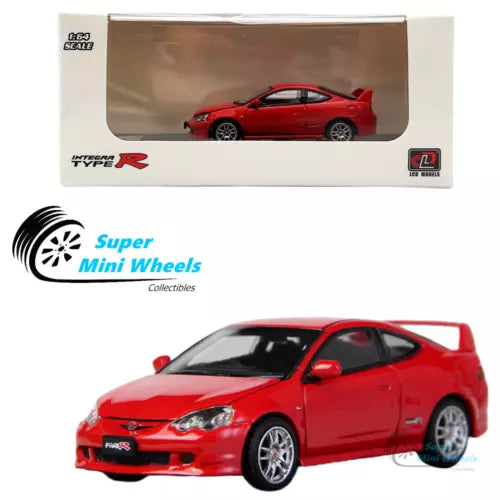 Red 1:64 Honda Integra Type R DC5 diecast car toy, front 3/4 view