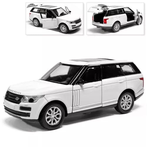 White Range Rover Vogue diecast SUV toy car, front 3/4 view
