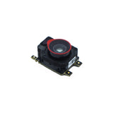 Drone camera lens chip module with dark housing, red ring, and embedded lens