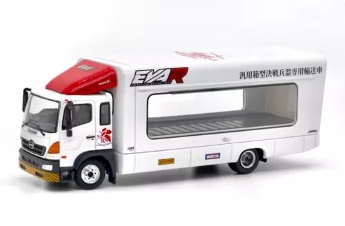 White EVA transport truck diecast model with cab and open cargo window