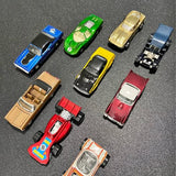 Diecast cars set of 8 toy vehicles in blue, green, gold, red, and black