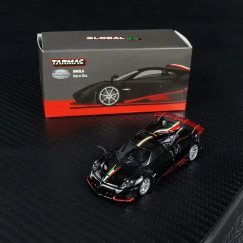 Nero and gold 1/64 diecast Pagani Imola model car with display box