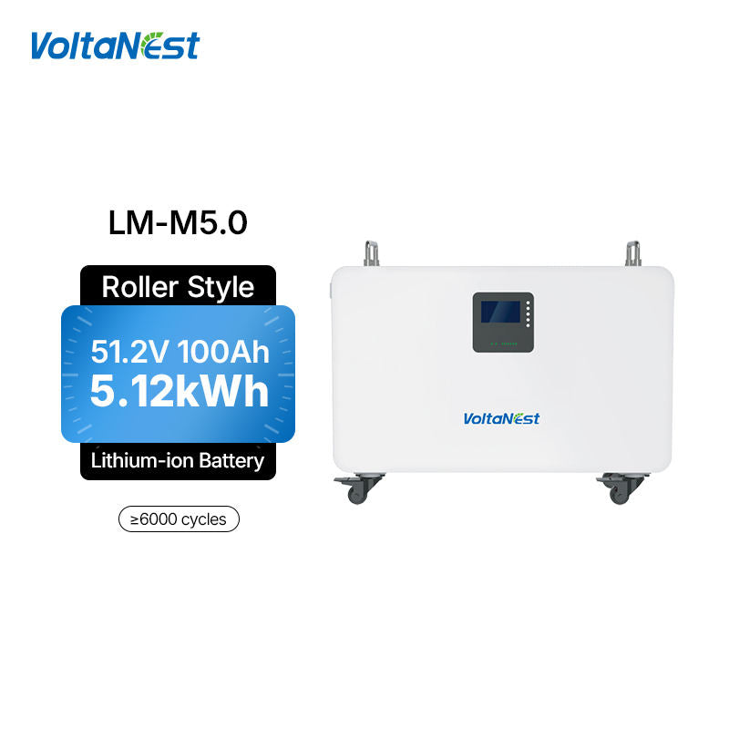 Mobile battery pack with LCD screen and roller-style base, white housing