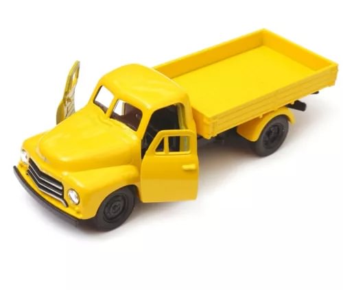 Opel Blitz 1952 yellow diecast delivery truck model with open flatbed