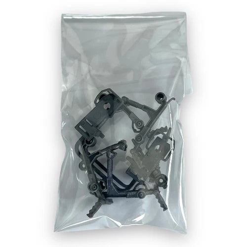 Drone spare parts set in clear bag with black plastic components