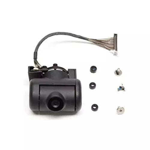 Black FPV gimbal and camera module with attached cable and mounting screws