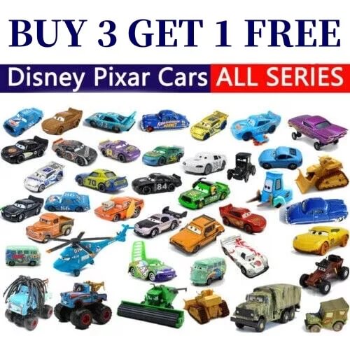 Disney Cars diecast toy car assortment, metal 1:55 scale