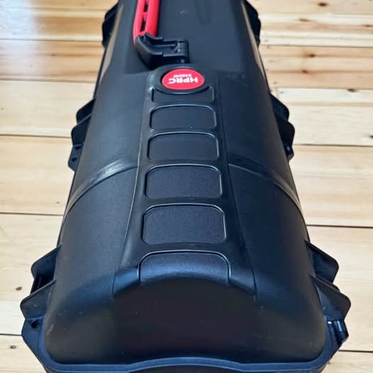 HPRC 6400W long hard case tube end with latching handle and molded grip panels