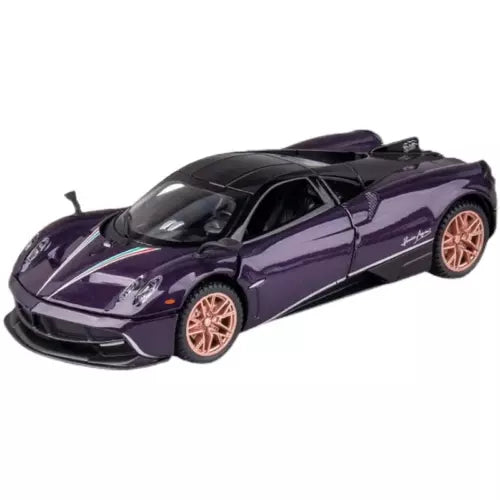 Purple 1:32 diecast sports car model with gold wheels