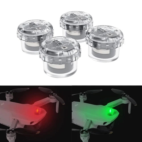 Drone LED strobe light kit, clear housings; red and green navigation glow