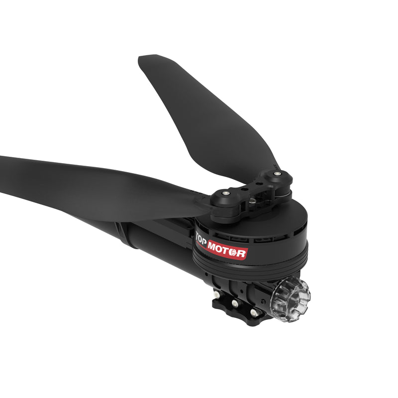 Multirotor motor with propeller blades and mounting bracket, black