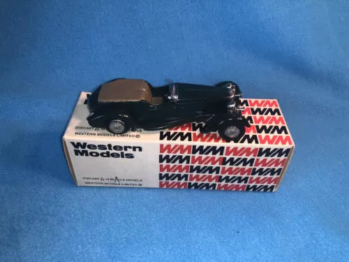 Black 1:43 vintage diecast car model with Western Models branded box