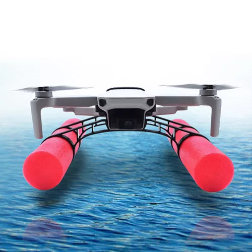 Drone floating buoyancy bar kit with red foam floats and top mount camera