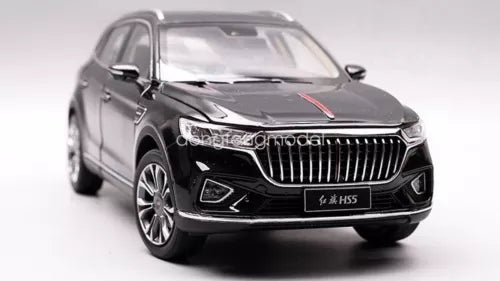 Black diecast SUV model car, front 3/4 view, glossy details