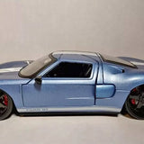 Jada 2005 Ford GT diecast car, 1:24 scale, blue with hood scoop