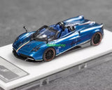 1:64 blue convertible sports car diecast model, Huayra BC, black accents