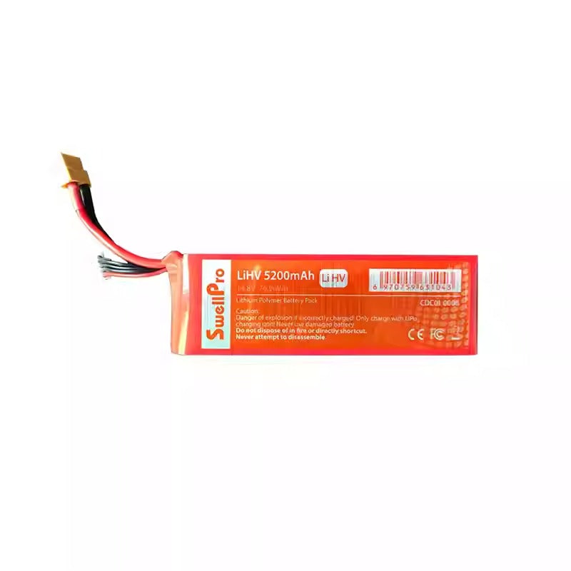 SwellPro LiHv 5200mAh lithium battery pack with red and black leads