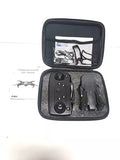 Collapsible aircraft drone kit with camera and remote in open carrying case